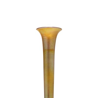 Early 20th Century Tiffany Furnaces Patinated Bronze and Favrile Glass Vase