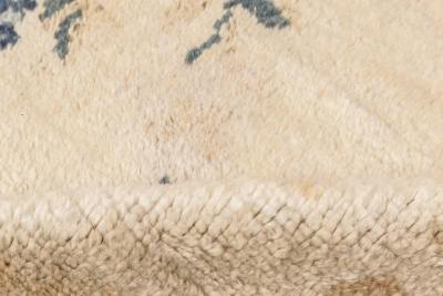 Early 20th Century Turkish Angora Oushak Floral Beige Ivory Handmade Mohair Rug