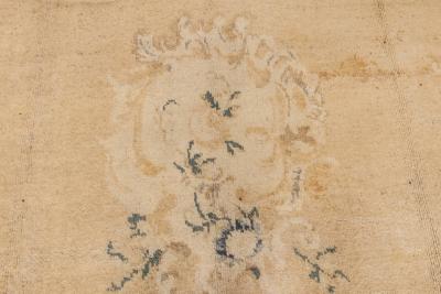 Early 20th Century Turkish Angora Oushak Floral Beige Ivory Handmade Mohair Rug