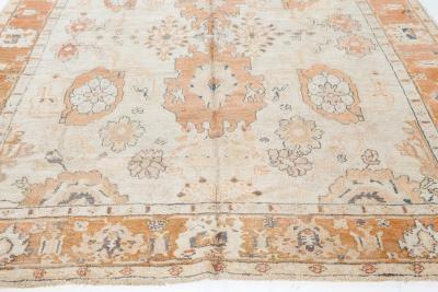 Early 20th Century Turkish Oushak Botanic Handmade Wool Rug