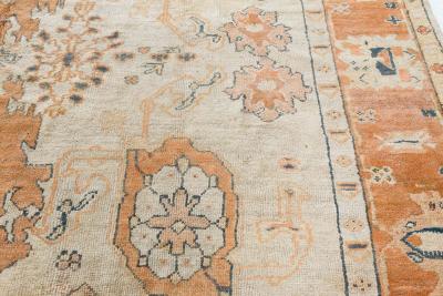 Early 20th Century Turkish Oushak Botanic Handmade Wool Rug