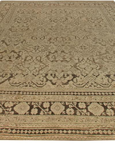 Early 20th Century Turkish Oushak Cool Brown Handmade Wool Rug