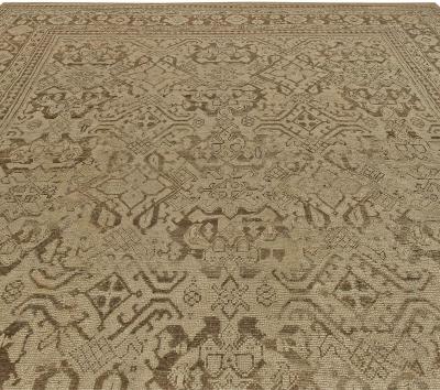 Early 20th Century Turkish Oushak Cool Brown Handmade Wool Rug
