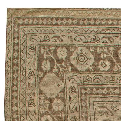 Early 20th Century Turkish Oushak Cool Brown Handmade Wool Rug