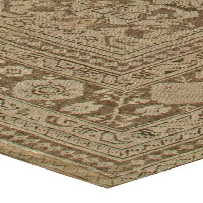 Early 20th Century Turkish Oushak Cool Brown Handmade Wool Rug