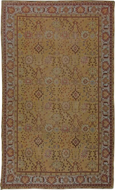 Early 20th Century Turkish Oushak Handmade Wool Rug