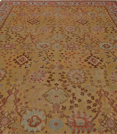 Early 20th Century Turkish Oushak Handmade Wool Rug