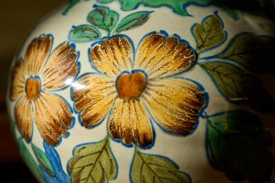 Early 20th Century Vase with Flower Decor Gouda Holland