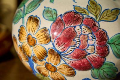 Early 20th Century Vase with Flower Decor Gouda Holland