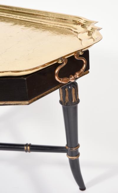 Early 20th Century Wood Frame Brass Tray Table