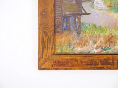 Early 20th Century Wood Framed Oil Board Decorative Painting