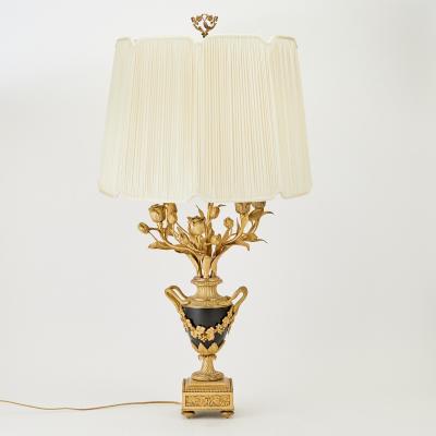 Early 20th century Gilt Bronze Patinated Metal Louis XVI Style Lamp