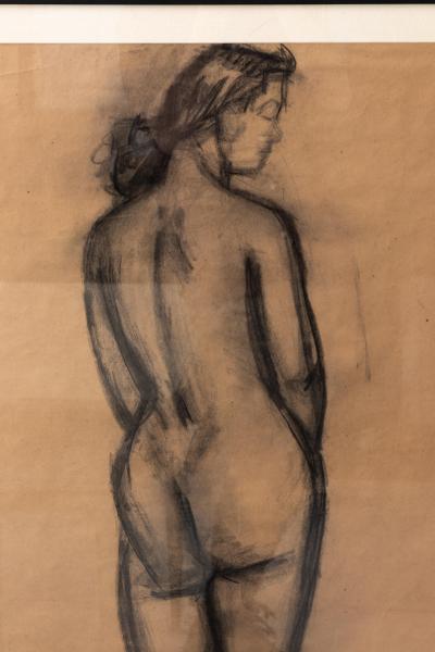 Early 20th century female figure in Charcoal with black frame