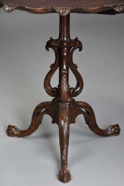 Early 20thc mahogany tilt top tripod table in the Chippendale style