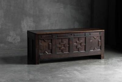Early Antique Oak Chest in Renaissance Style 17th Century