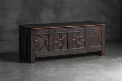 Early Antique Oak Chest in Renaissance Style 17th Century