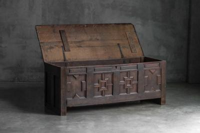 Early Antique Oak Chest in Renaissance Style 17th Century