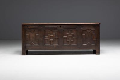 Early Antique Oak Chest in Renaissance Style 17th Century