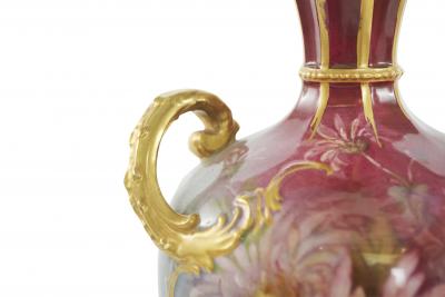 Early Art Nouveau Gilt Porcelain Pair Vase