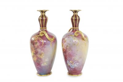 Early Art Nouveau Gilt Porcelain Pair Vase