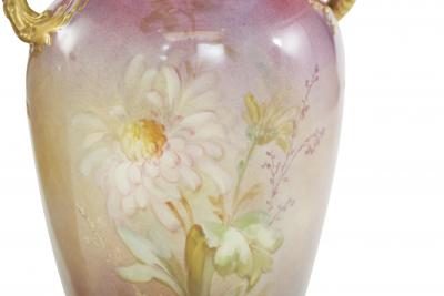 Early Art Nouveau Gilt Porcelain Pair Vase