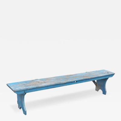 Early Bench With Blue Paint