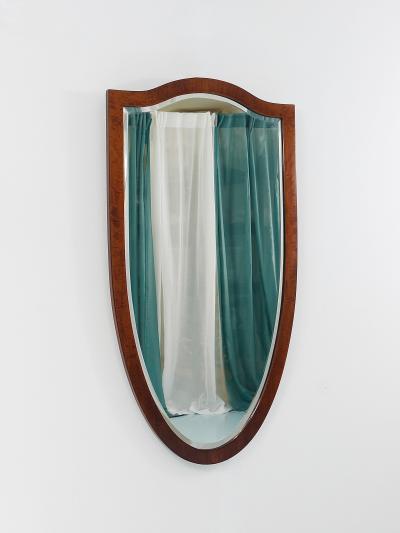 Early Biedermeier Large Antique Pearwood Shield Wall Mirror Vienna 1820s