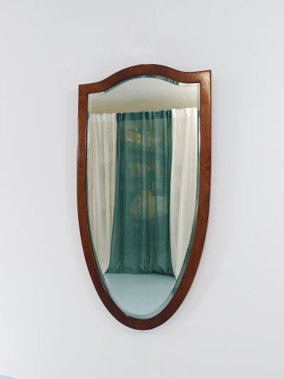 Early Biedermeier Large Antique Pearwood Shield Wall Mirror Vienna 1820s