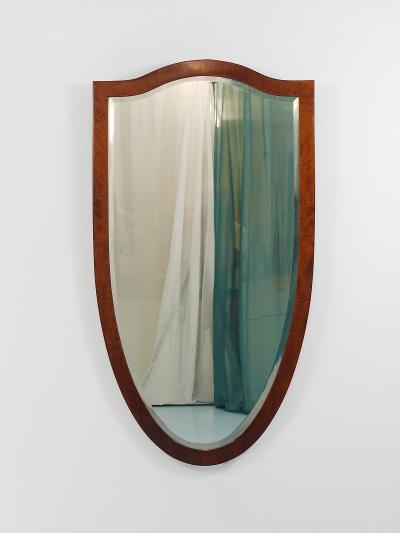 Early Biedermeier Large Antique Pearwood Shield Wall Mirror Vienna 1820s
