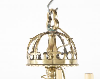 Early Brass 14 Arm Two Tier Chandelier with Original Reflectors