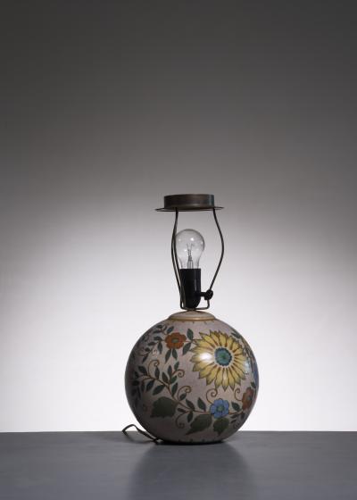 Early Dutch Ceramic table lamp by Plateel Gouda