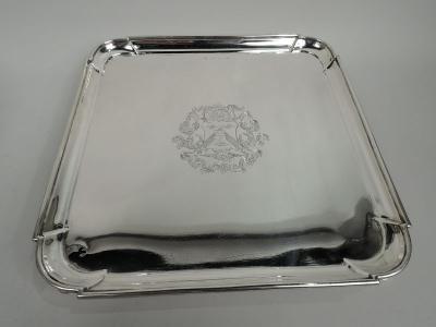 Early English Georgian Sterling Silver Square Salver 1727