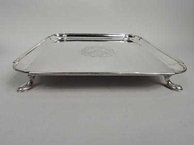 Early English Georgian Sterling Silver Square Salver 1727