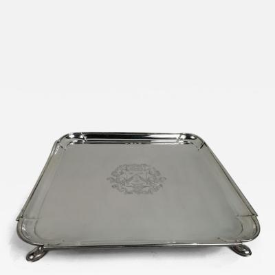 Early English Georgian Sterling Silver Square Salver 1727