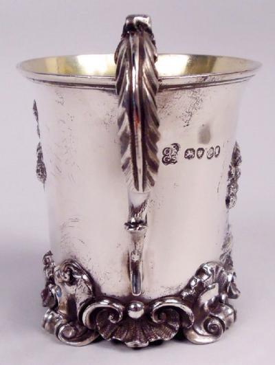 Early English Victorian Baby Cup with Child Pony Pastoral Scene 1838