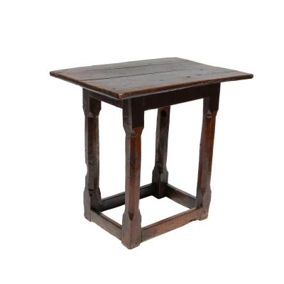 Early French Oak Side Table with Chamfered Legs French circa 1680