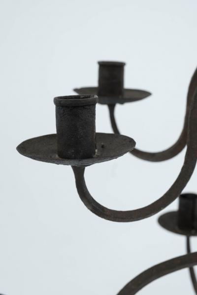 Early French Two Tier Forged Iron Chandelier