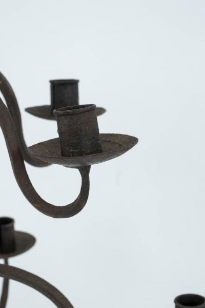 Early French Two Tier Forged Iron Chandelier