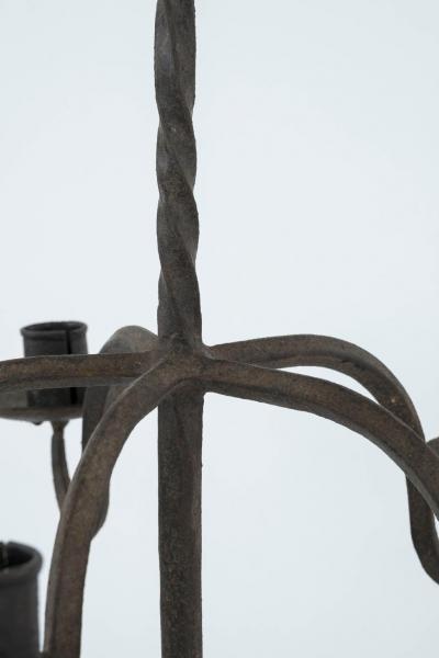 Early French Two Tier Forged Iron Chandelier