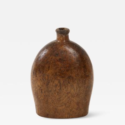 Early French Wooden Flask France c 1750 Inititaled