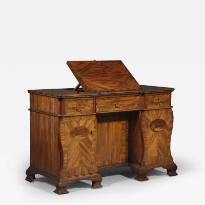 Early George III Mahogany Writing Commode Bearing Crest Of The Dukes Of Norfolk