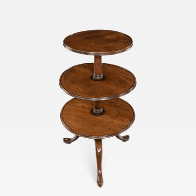 Early George III three tier mahogany dumb waiter