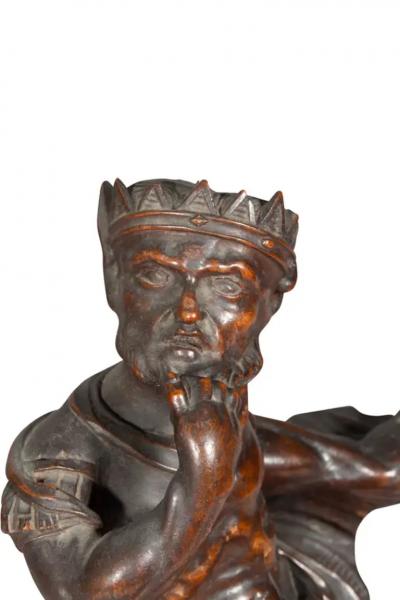 Early Italian Carved Figure Of A Seated King