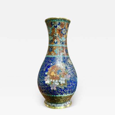 Early Meiji Japanese Cloisonne Vase with Butterflies Attributed to Namikawa