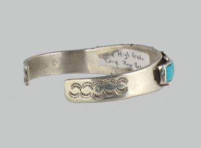 Early Navajo row bracelet with graduated rectangular stones