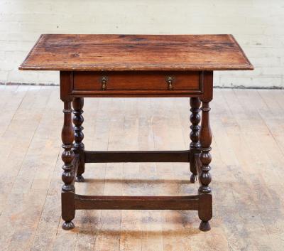 Early Oak Stretcher Base Table