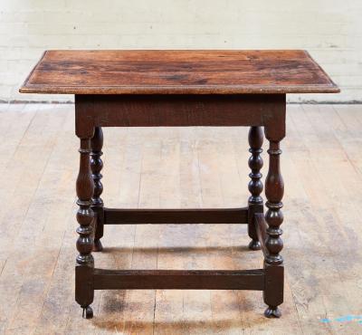 Early Oak Stretcher Base Table