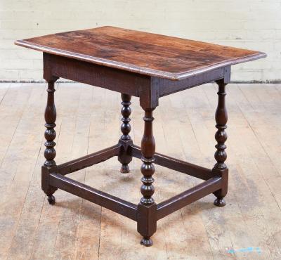 Early Oak Stretcher Base Table