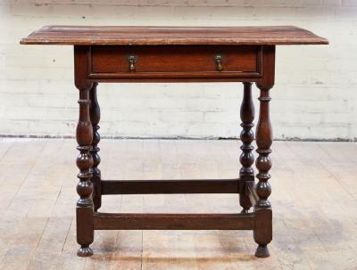 Early Oak Stretcher Base Table