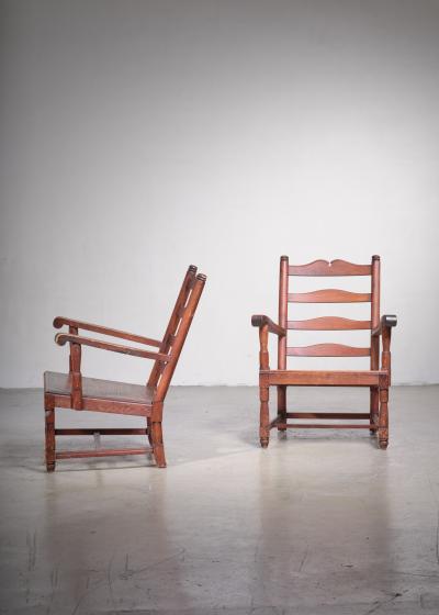 Early Scandinavian Modern pair of Pine armchairs